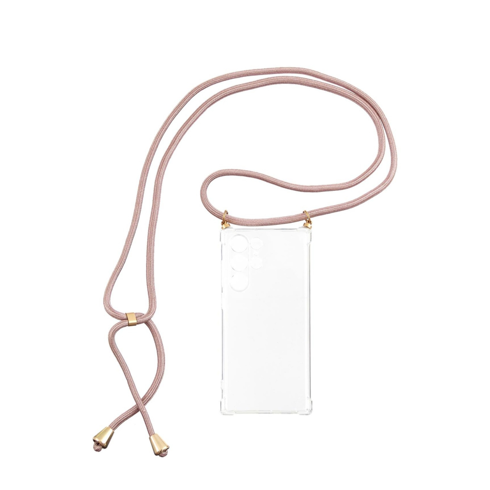 Samsung Galaxy S20 FE / S20 FE 5G Necklace Gummi Hülle Air Cushion Fallschutz   Handykette (150cm) - Roségold / Gold