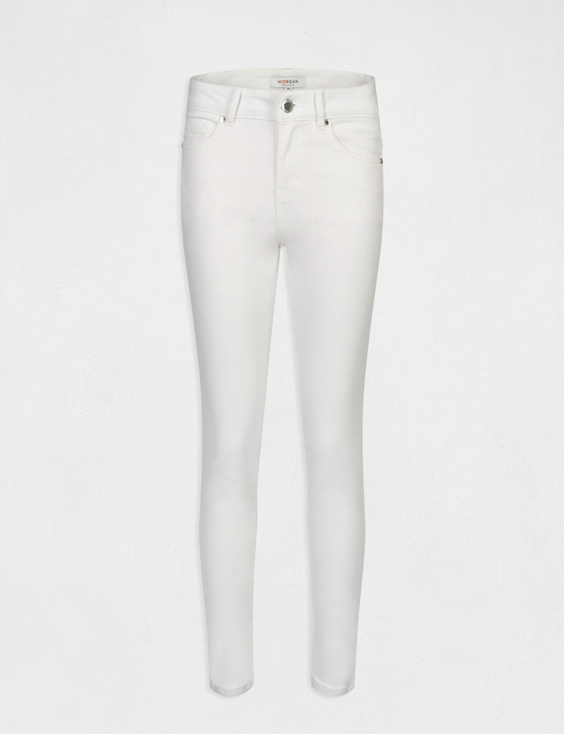 Jeans slim bandes bijoux ecru femme - ecru