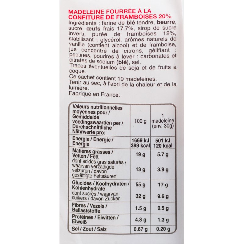 Madeleine cœur framboise Bonne Maman - Sachet 300 g