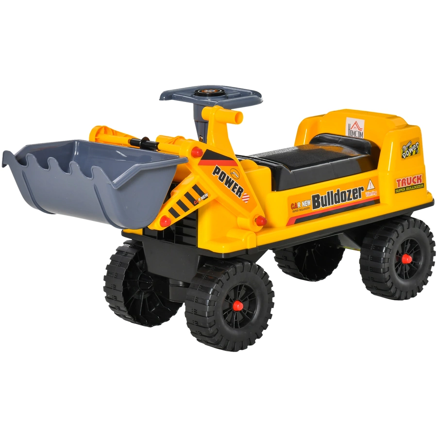 HOMCOM Kinder Bulldozer mit Stauraum Gelb, Schwarz