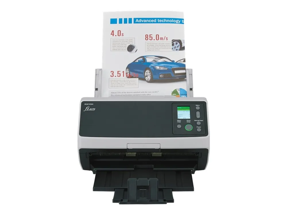 Ricoh fi-8170 - Dokumentscanner - Dual CIS - Duplex - 216 x 355.6 mm - 600 dpi x 600 dpi - op til 70 ppm (mono) / op til 70 ppm (farve) - ADF (100 ark) - op til 10000 scanninger pr. dag - USB 3.2 Gen 1, Gigabit LAN