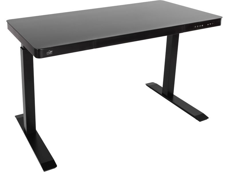 seville classics Stehtisch Airlift 1.2 x 0.6 m, Schwarz Tischgestell mit Glasplatte
