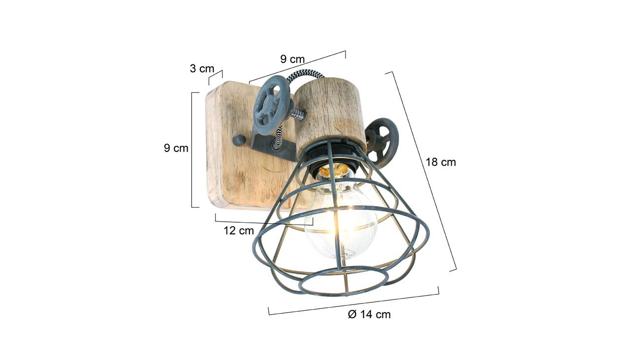 Wandlamp 1578GR Geurnesey B14 x D17 cm