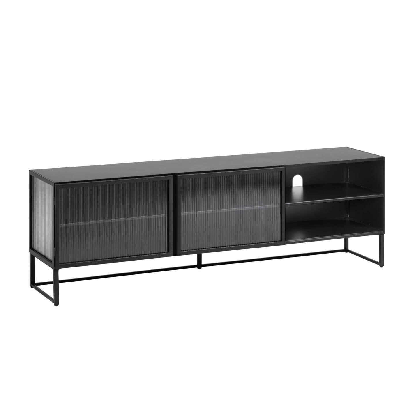 Kave Home Lowboard TRIXIE 180 x 58 cm Stahl schwarz Glas