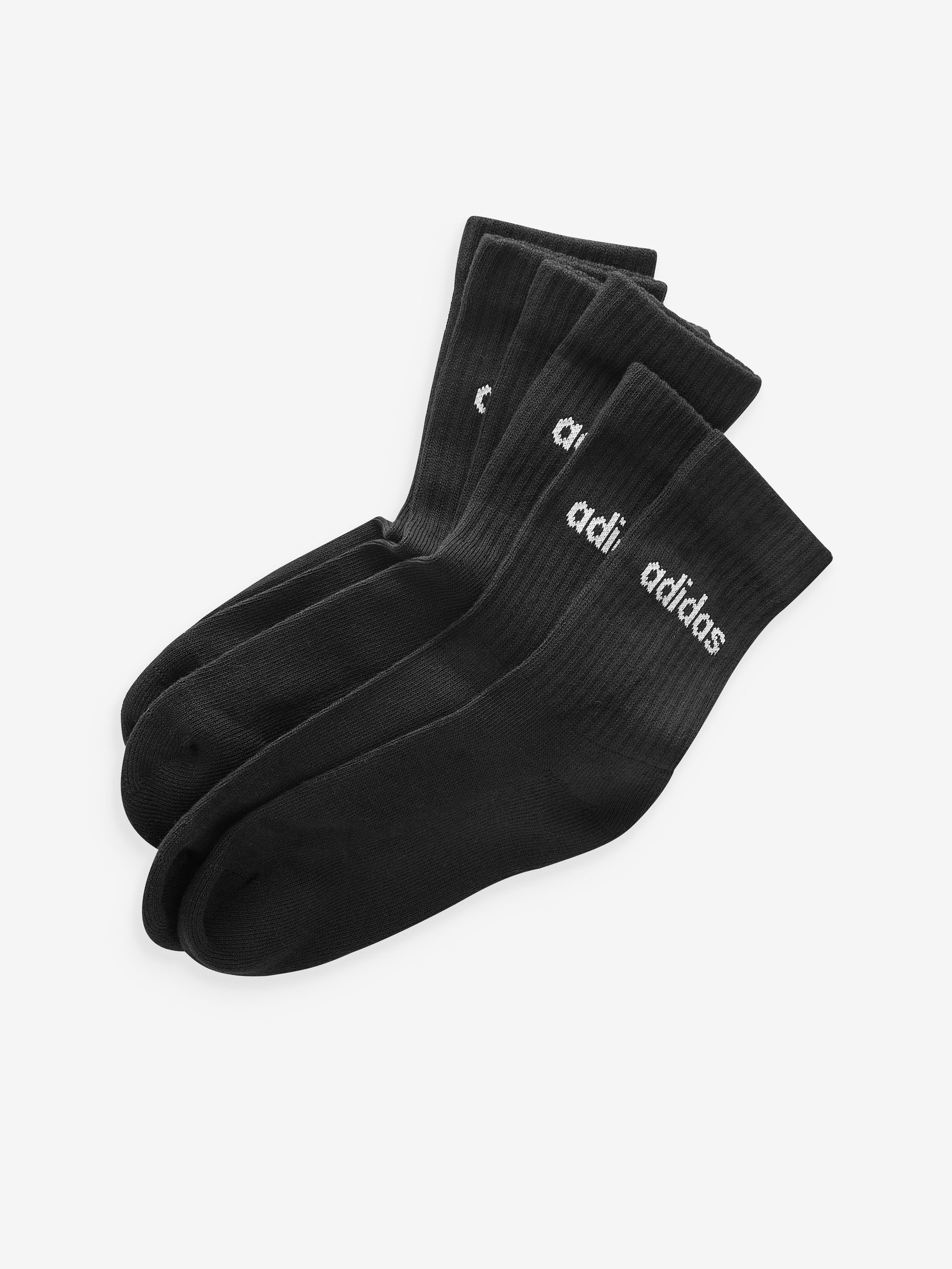 Zwart - adidas Linear verpakking van 3 paar dikke sokken met ronde hals