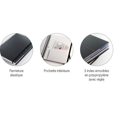 THE ORIGINAL NOTEBOOK, couverture souple, A4, quadrillage 5x5 mm + lisse , 120 feuilles de 2 couleurs, Miquelrius, Noir.