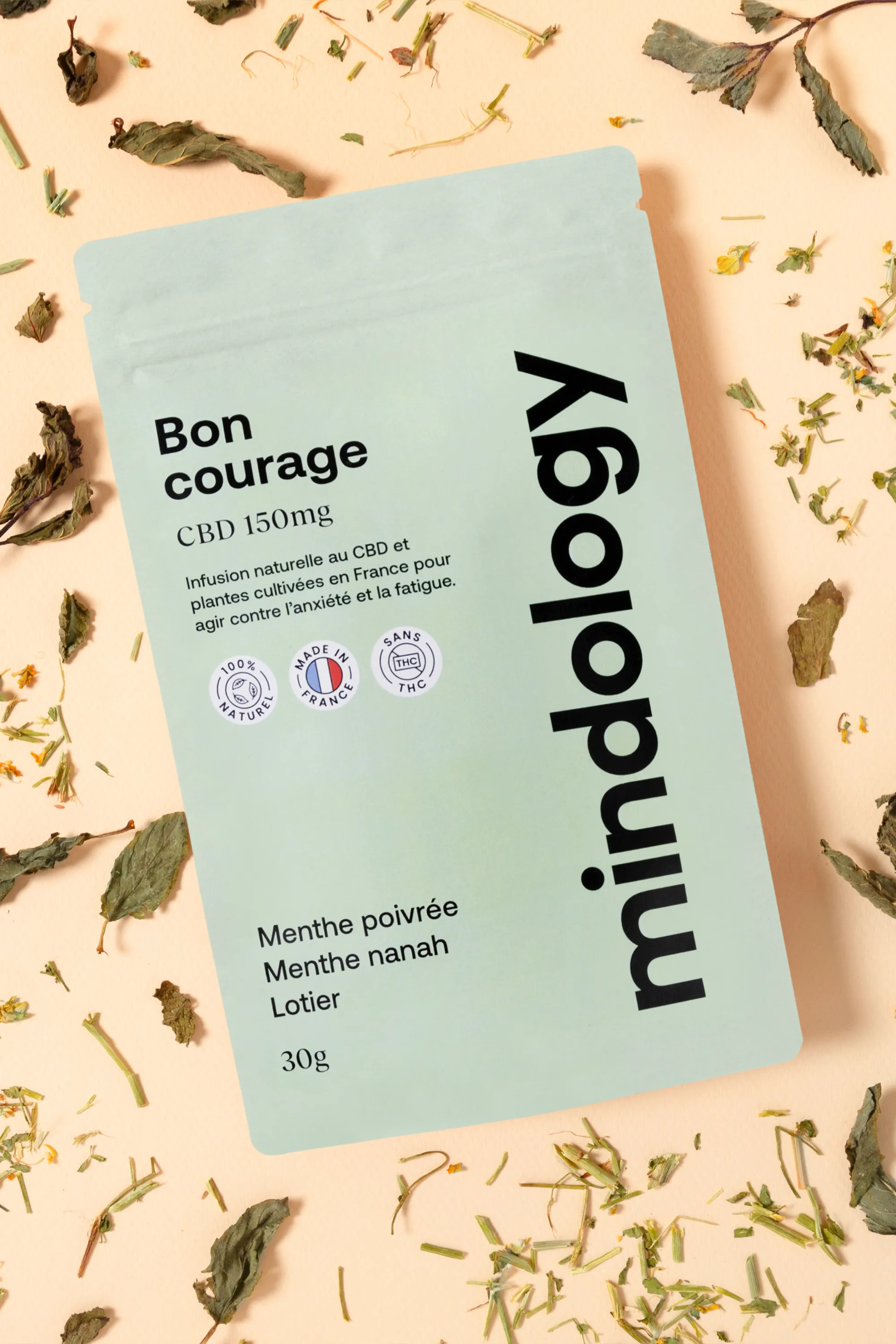 MINDOLOGY Infusion au CBD anti-stress Bon courage-30 g
