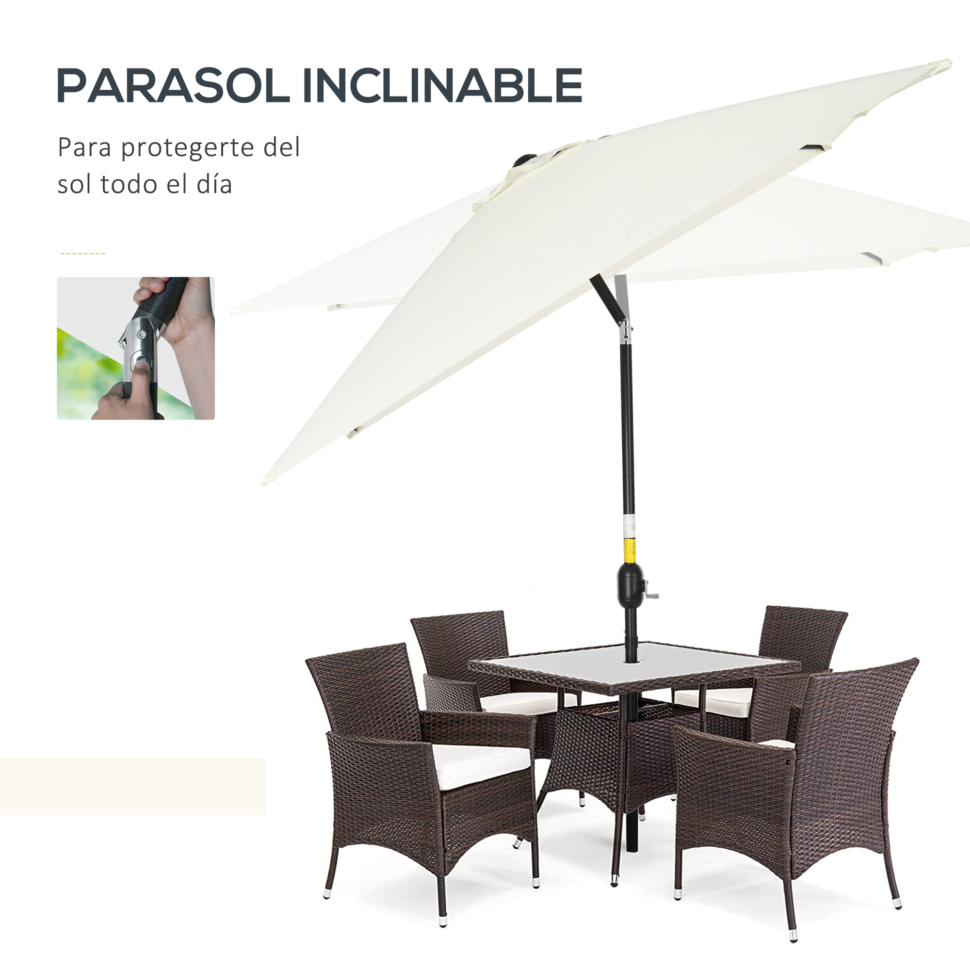 Guarda-sol de jardim branco Outsunny