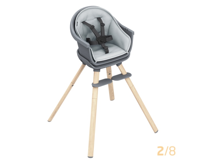 Moa 8-in-1 Hochstuhl 6 M - 5 Y   0 - 20 kg    8 verschiedene Möglichkeiten |    Stilvolles, langlebiges Design |    Leicht abzuwischen und zu reinigen |    Einfach zu installieren und anzupassen |