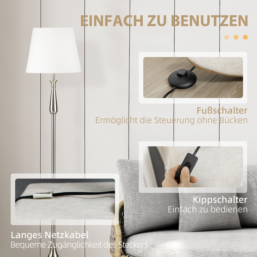 HOMCOM Stehlampen-Set mit E37 Fassung weiß