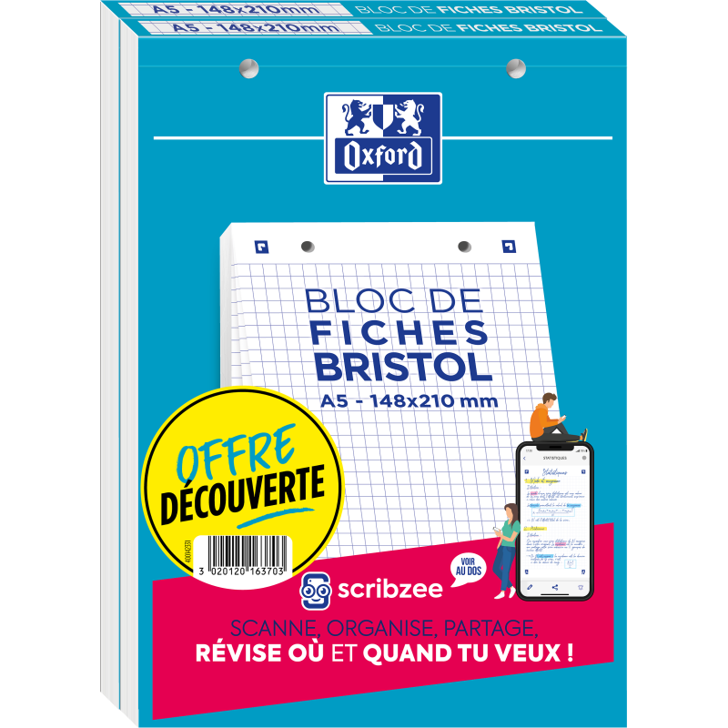 Lot De 2 Blocs Bristol Oxford 148X210 30 Fiches Perforees Q5/5+Tag
