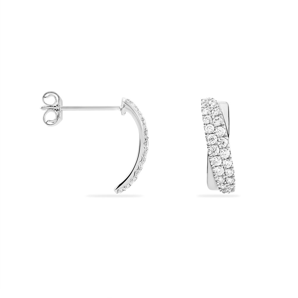 Boucles D'oreilles Puces Aglae Or Blanc Oxyde De Zirconium