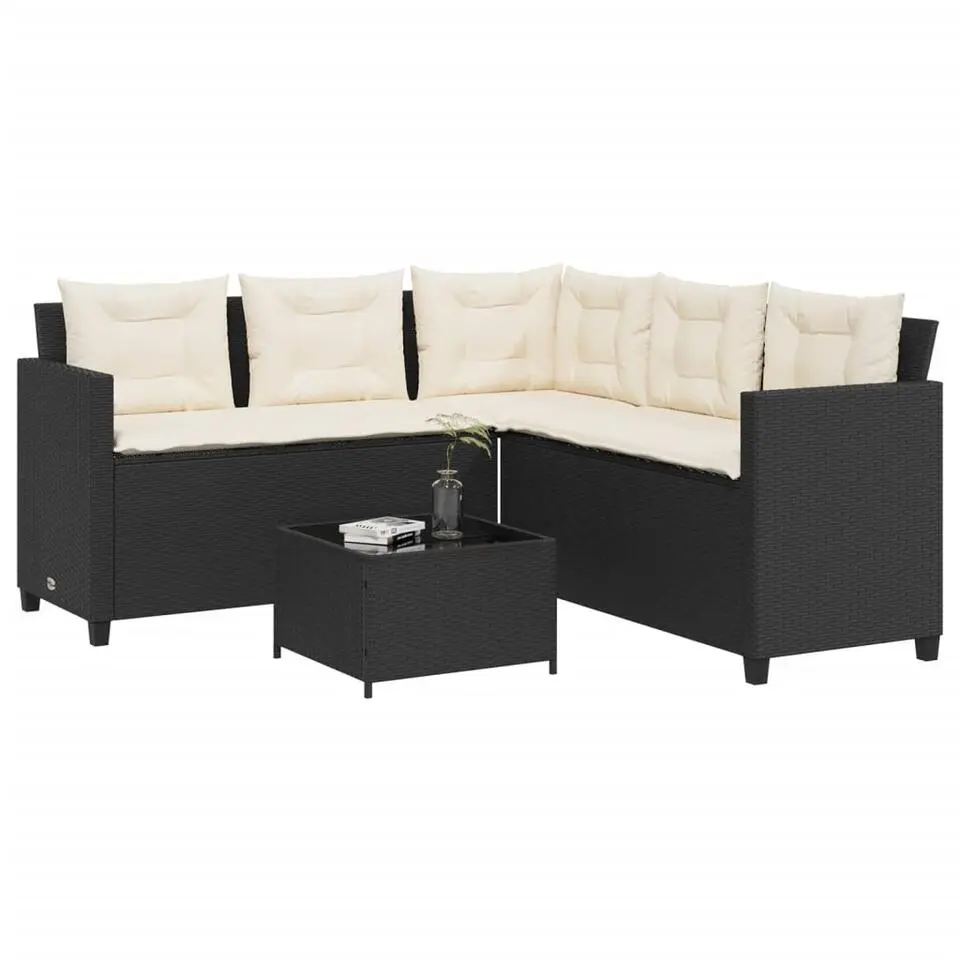 vidaXL - loungeset - Zwart - Poly rattan