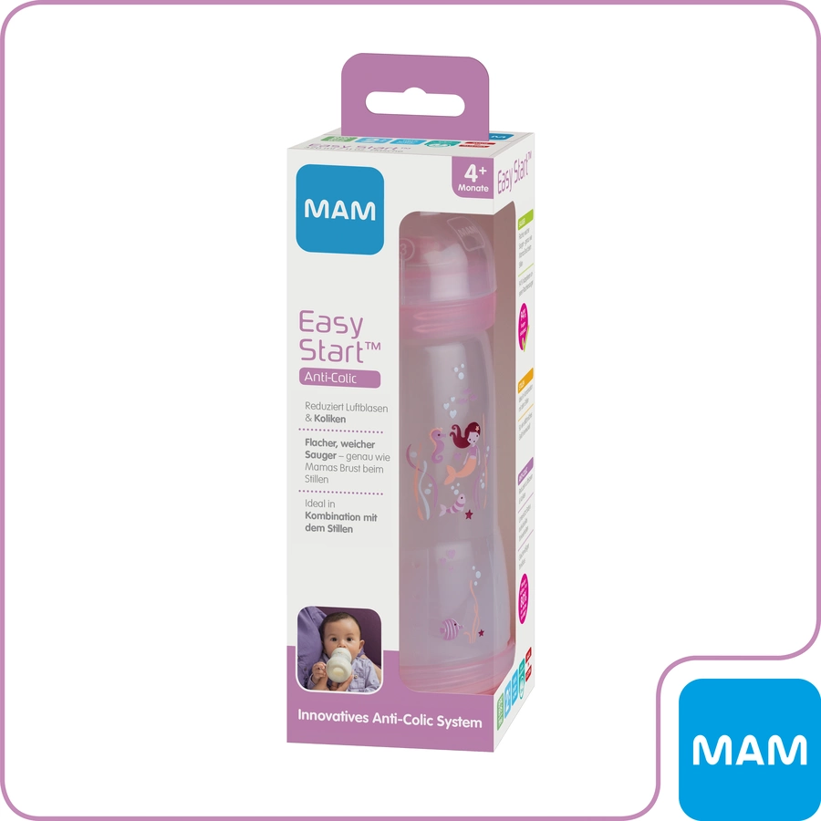 MAM Babyflasche Easy Start Anti-Colic rosa 320 ml 4+ Monate