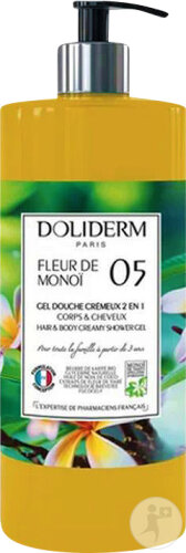 Doliderm Gel Douche 2en1 Corps Et Cheveux Fleur De Monoï 05 Flacon Pompe 1l