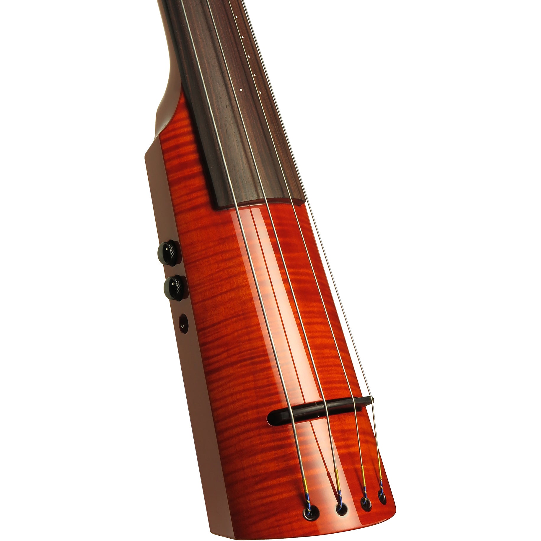NS Design WAV 4-String Electric Upright Bass Amberburst Gloss elektrische contrabas met gigbag en statief