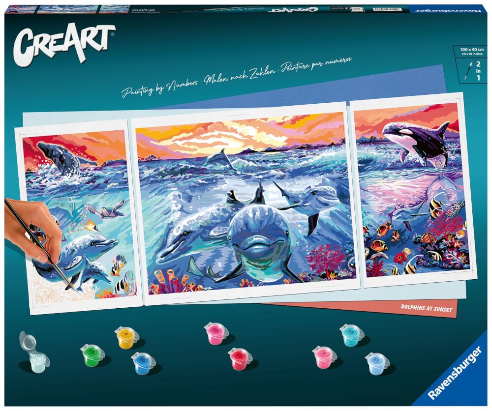 Ravensburger Malen nach Zahlen 23577 – Dolphins at Sunset – ab 14 Jahren