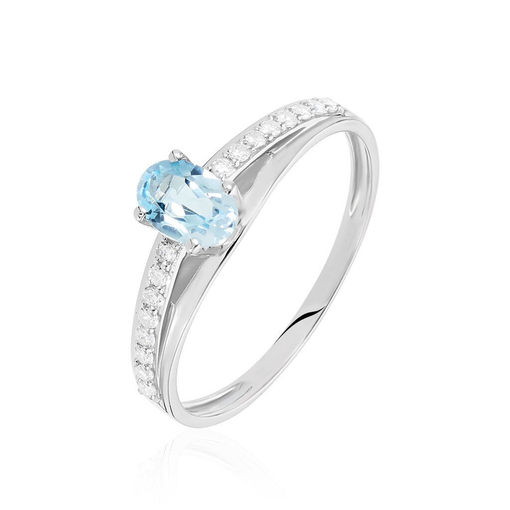 Bague Solitaire Tahyss Or Blanc Topaze Et Oxyde De Zirconium