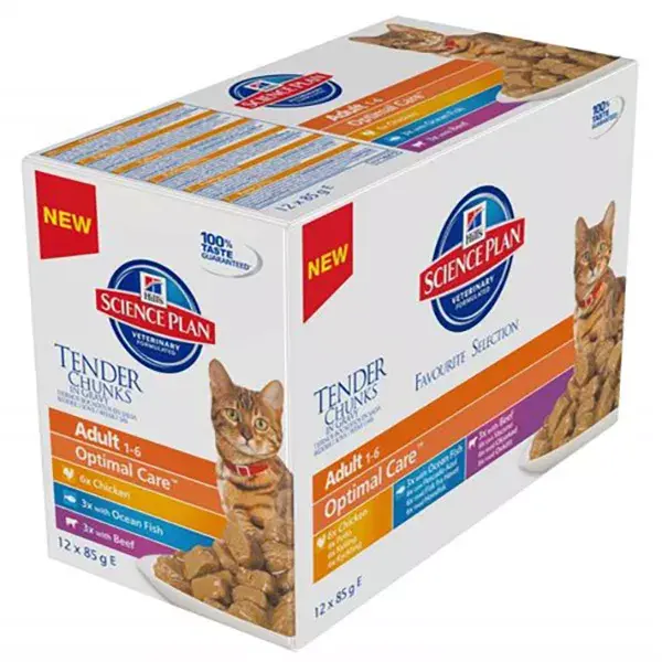 Hill's Science Plan Feline Adult Alimento Úmido Misto Frango Peixe Carne 12 x 85g