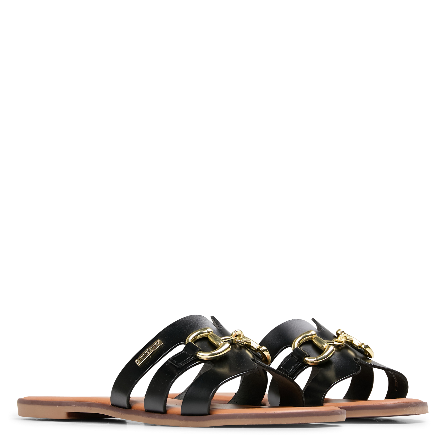 HAMIA - Sandales plates en cuir | Noir