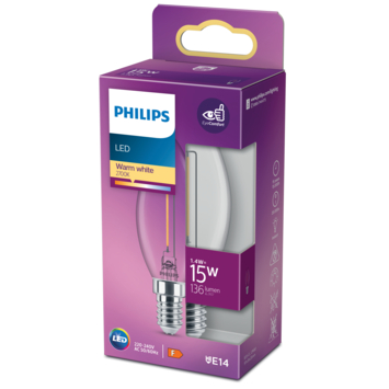 Philips LED kaars E14 15W filament helder niet dimbaar