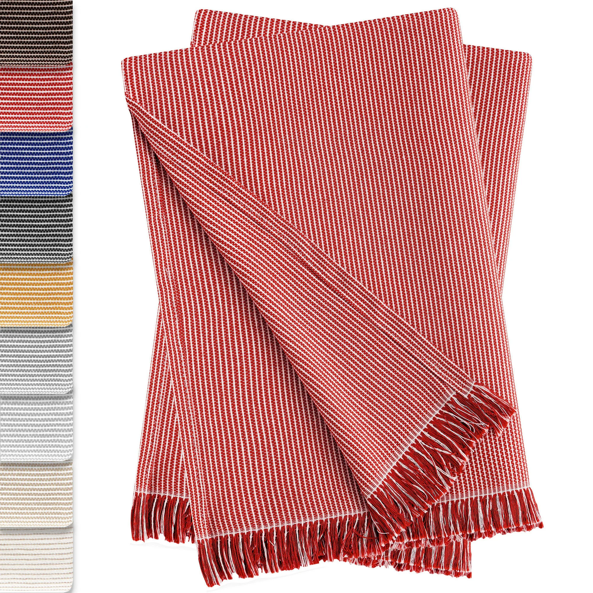 Conjunto de 2 colchas multiuso xadrez Paul, 180 x 260 cm, vermelhas