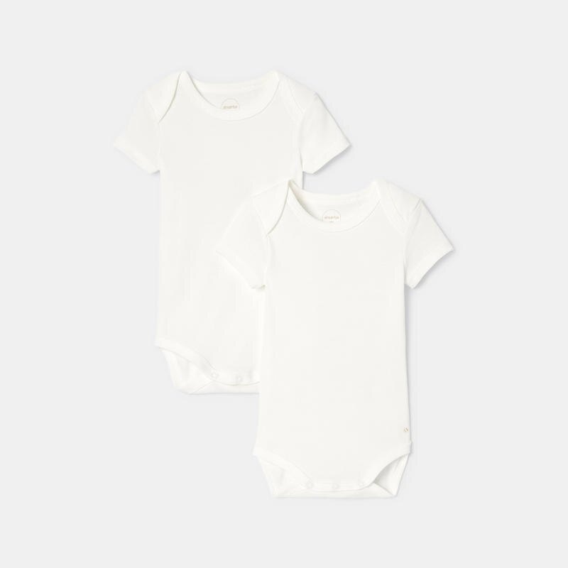 Lot de 2 bodies à manches courtes en coton bio blanc mixte Absorba Blanc