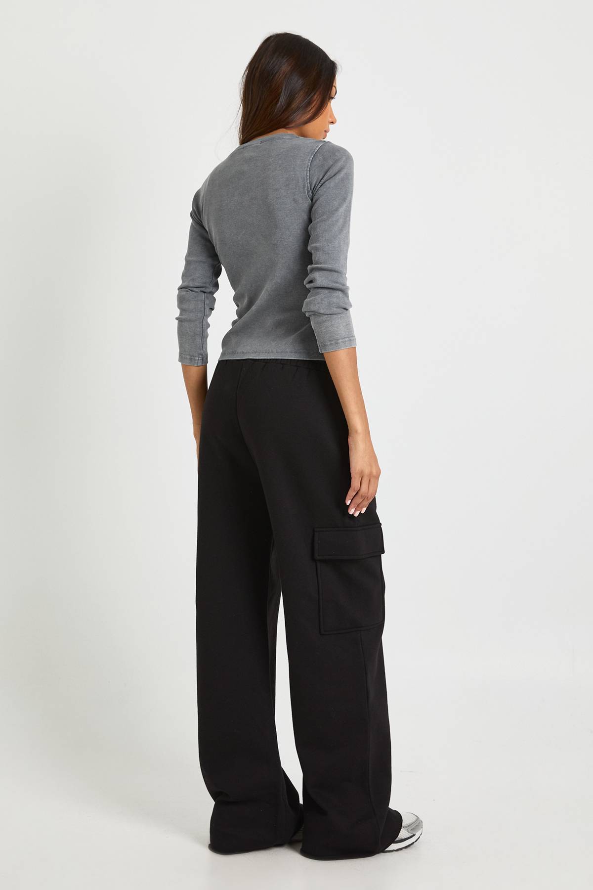 boohoo Pantalon De Jogging Cargo Taille Haute Coupe Large