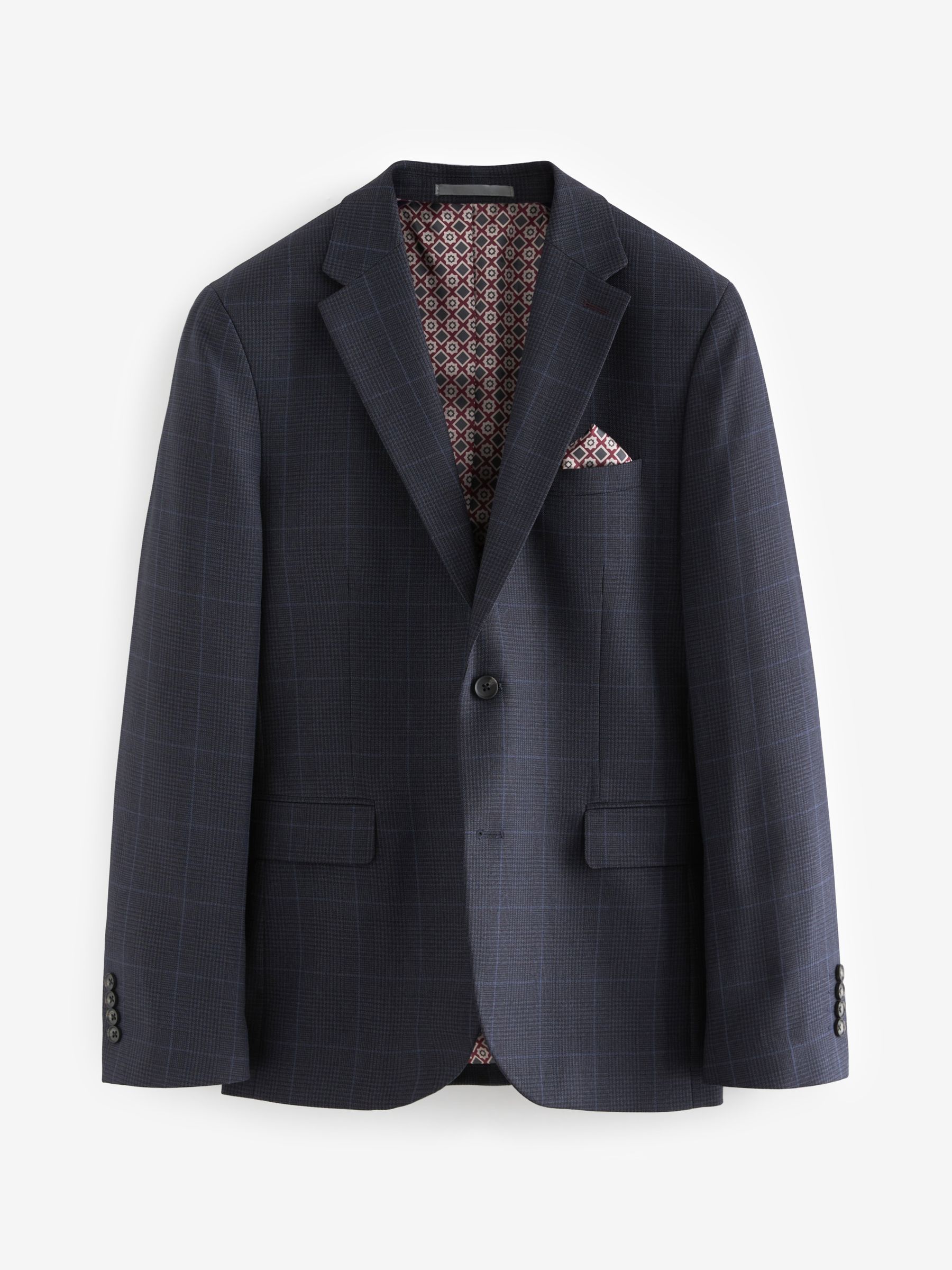 Donkerblauw - Prince of Wales geruit kostuum: colbert
