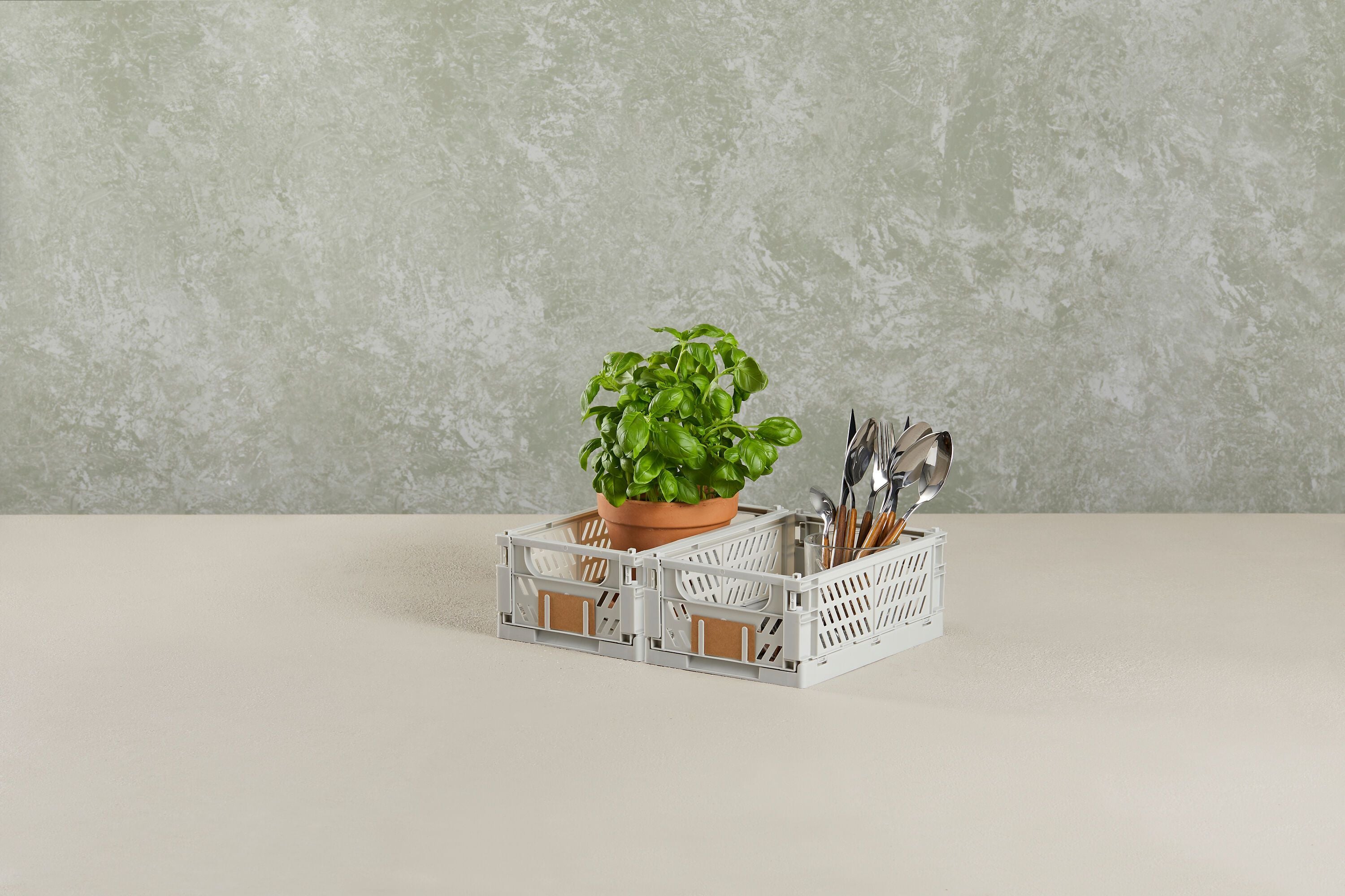 FELIX Klappbox hellgrau 2er Pack 17x12.5 - Hellgrau / B: 17.0 cm x T: 12.5 cm x H: 7.0 cm