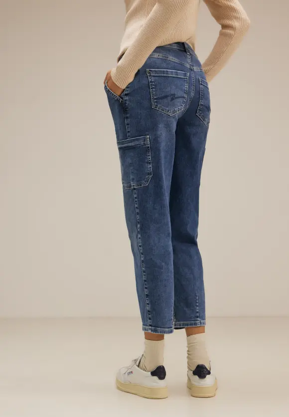 Loose Fit Balloon Jeans - indigo random wash