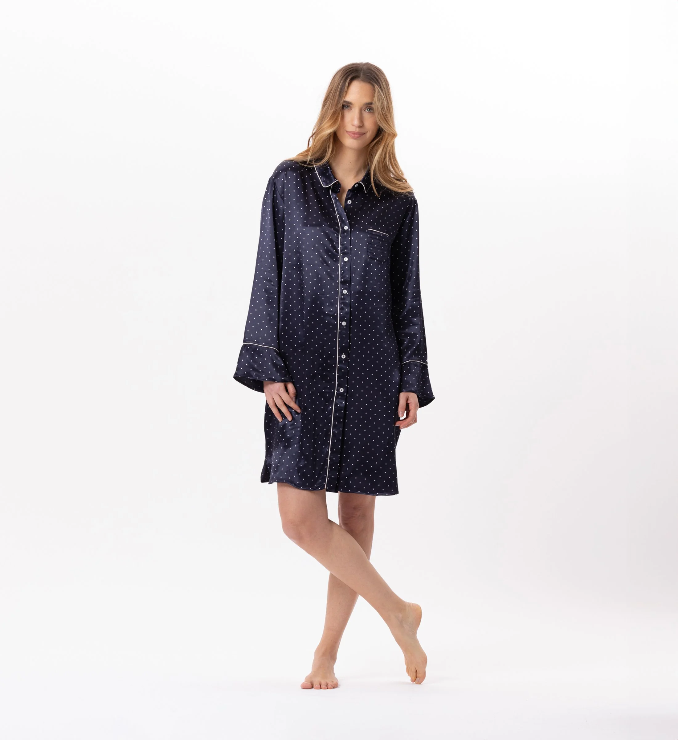 Liquette boutonnée en viscose | Bleu
