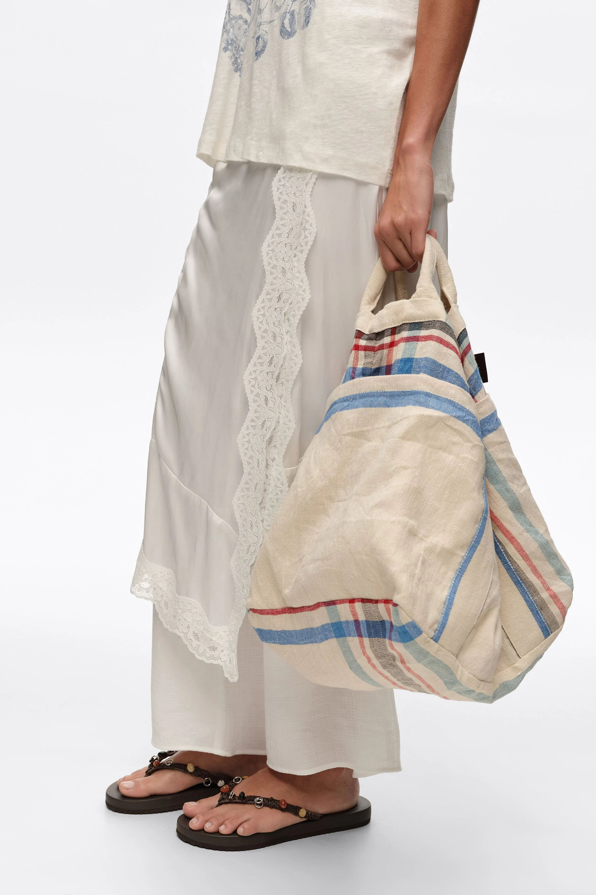 Bolsa maxi de linho cru