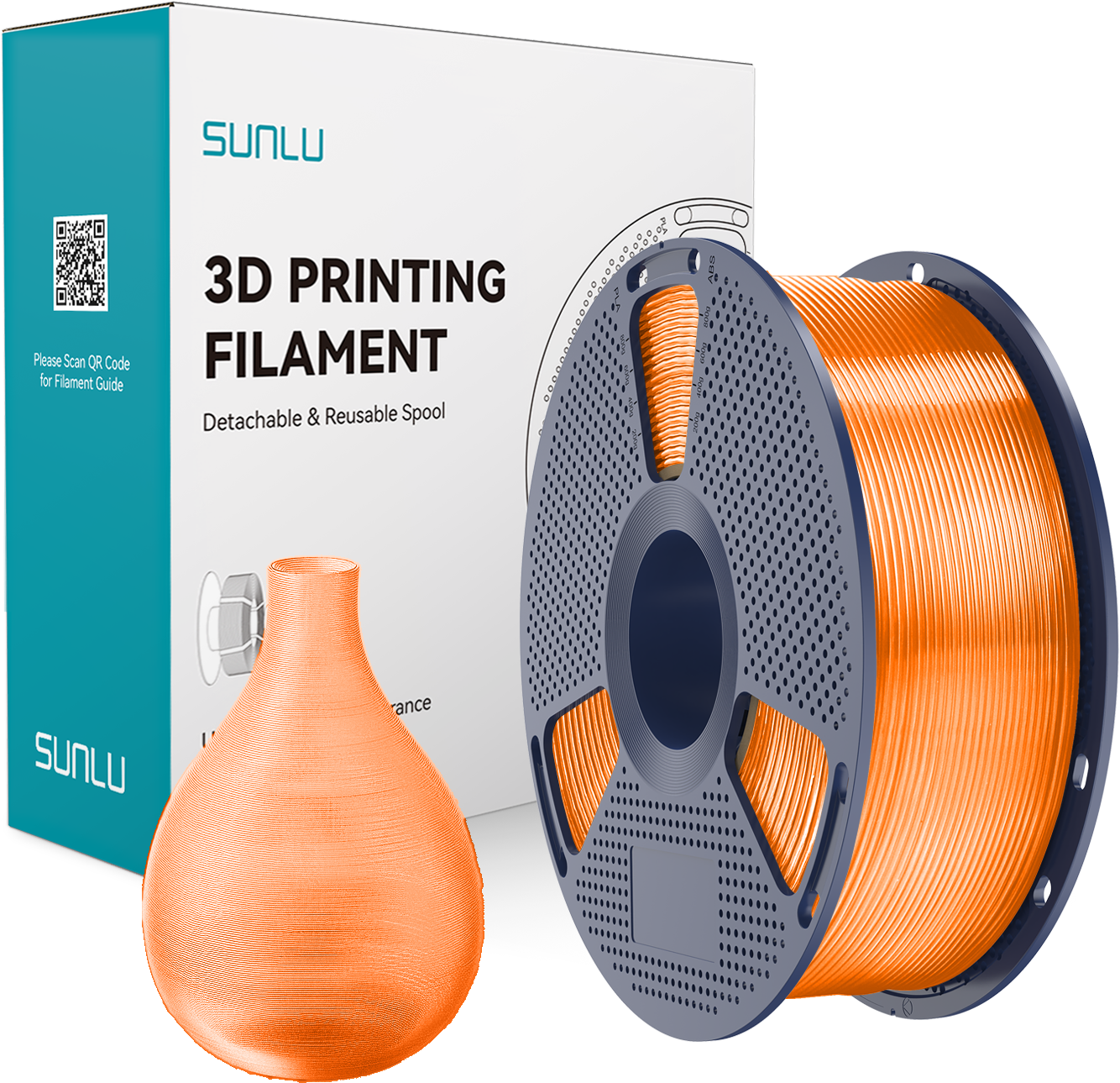 SUNLU  PETG Transparent Orange, 1,75 mm / 1000 g    Zähes, leicht zu druckendes PETG Filament
