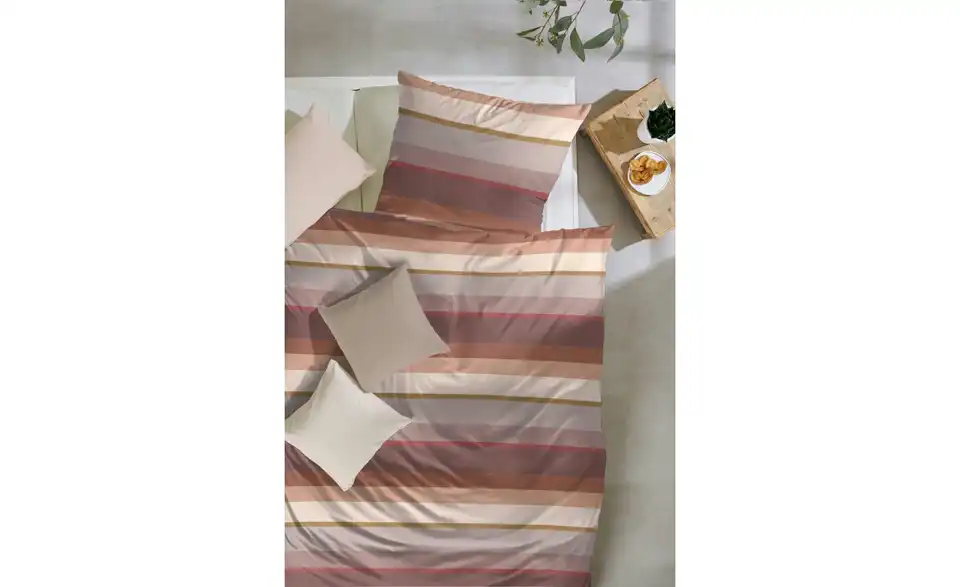 Biber Bettwäsche-Set 200 cm 135 cm Braun, Rot