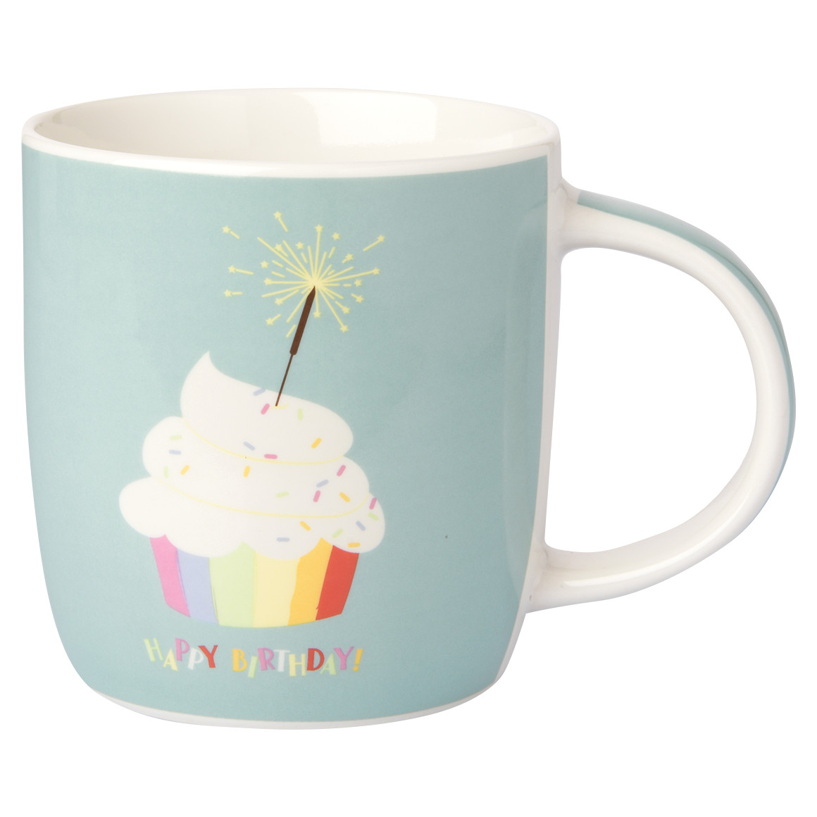 My Home Tasse mit Happy Birthday-Schriftzug hellblau