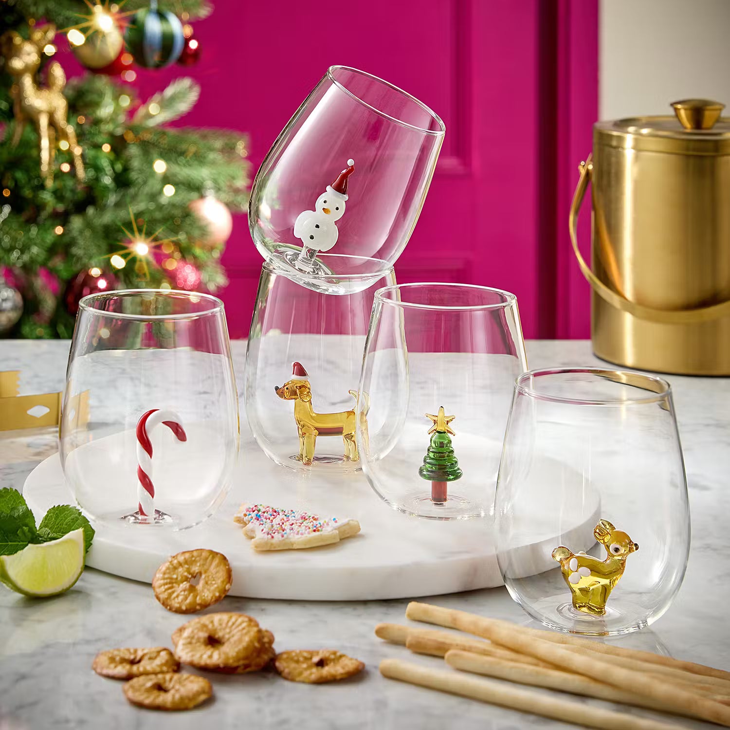 MERRY & JOY Trinkglas Schneemann | Weihnachtsglas 300ml