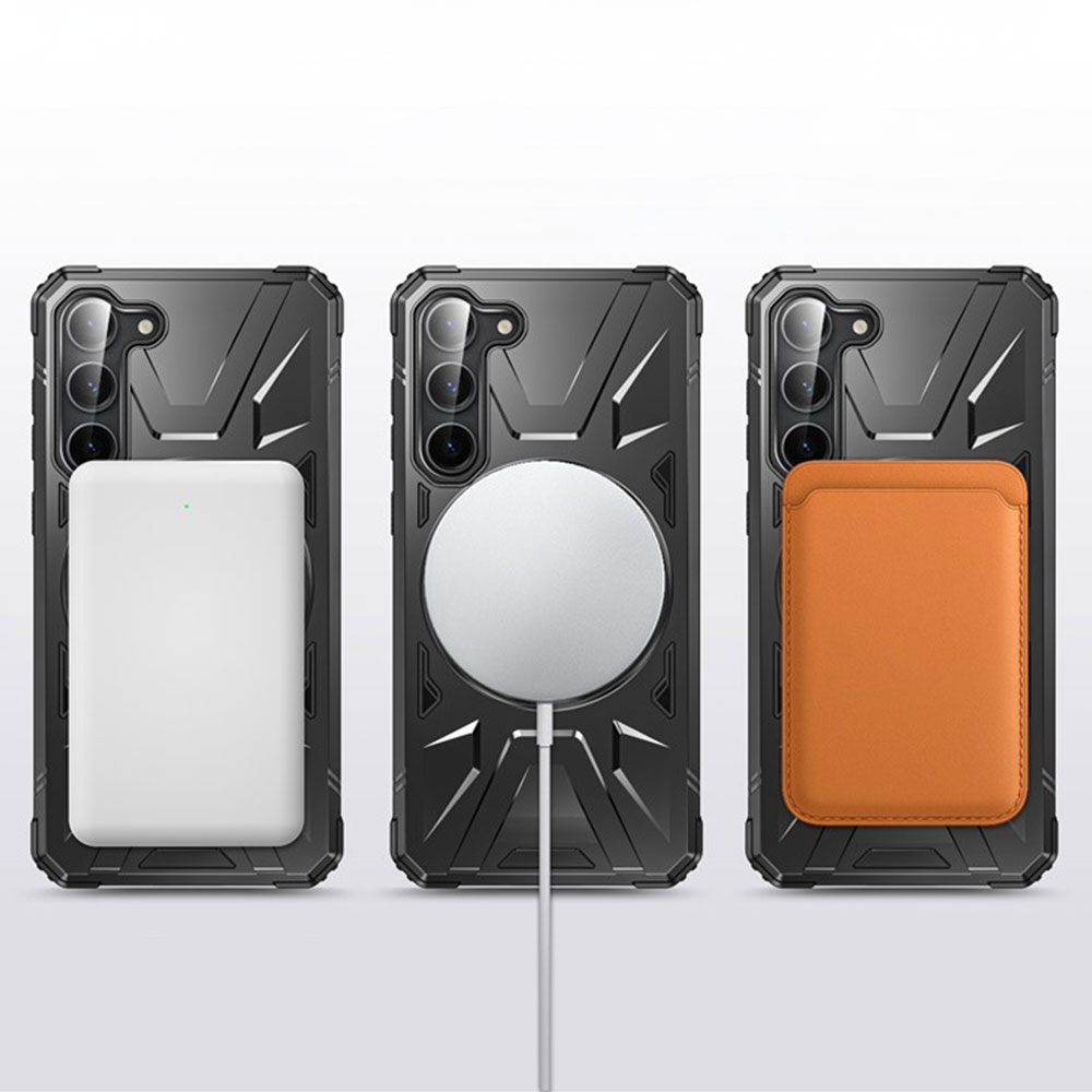 Samsung Galaxy S25  Plus / S24  Plus Hybrid Outdoor Hardcase Hülle mit MagSafe-Modul   Kickstand Aufsteller - Schwarz
