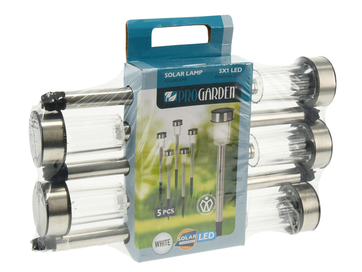 Pro Garden solar cilindervormige grondlampen - 5 stuks