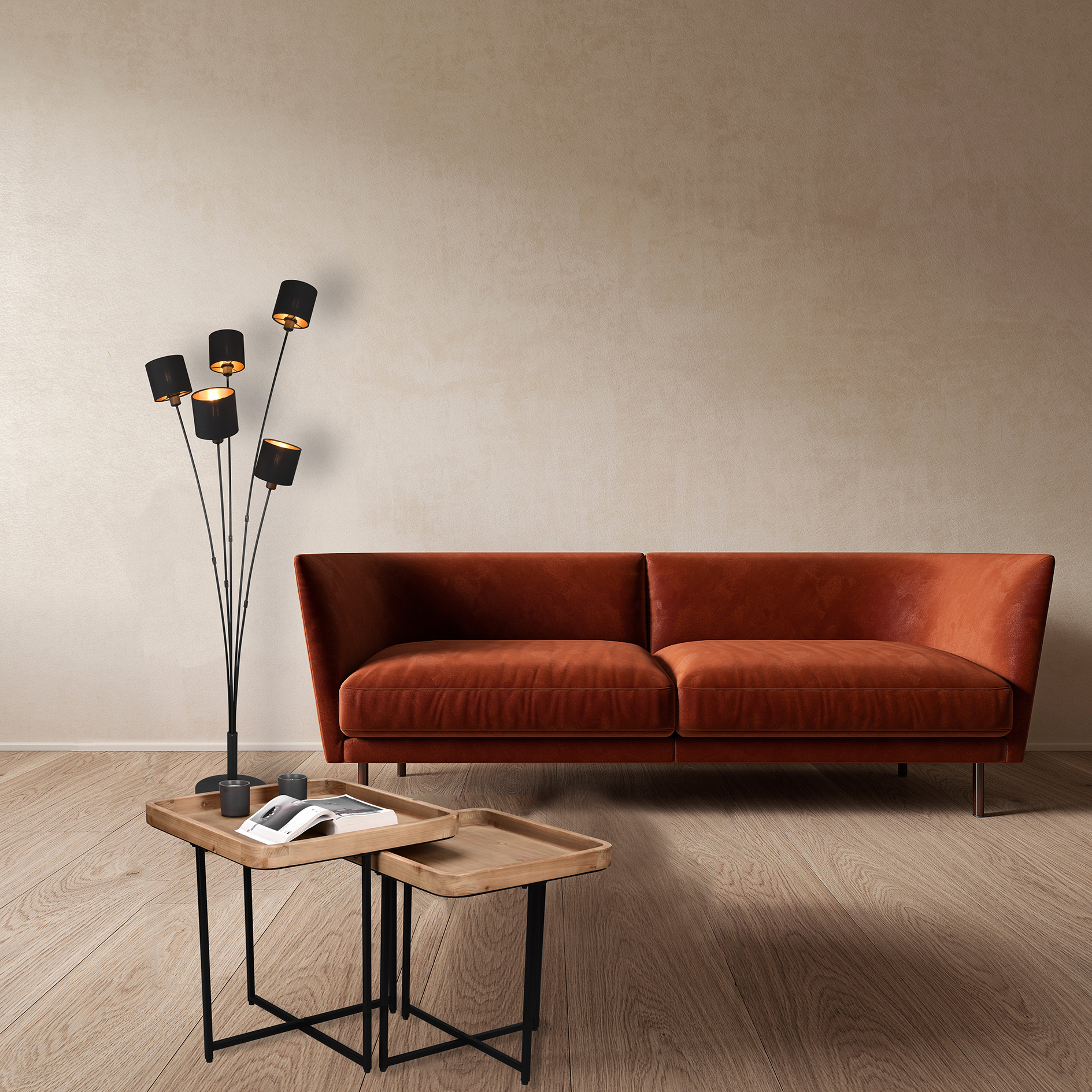 Couchtisch - natur-schwarz - Eukalyptus massiv - 50 cm