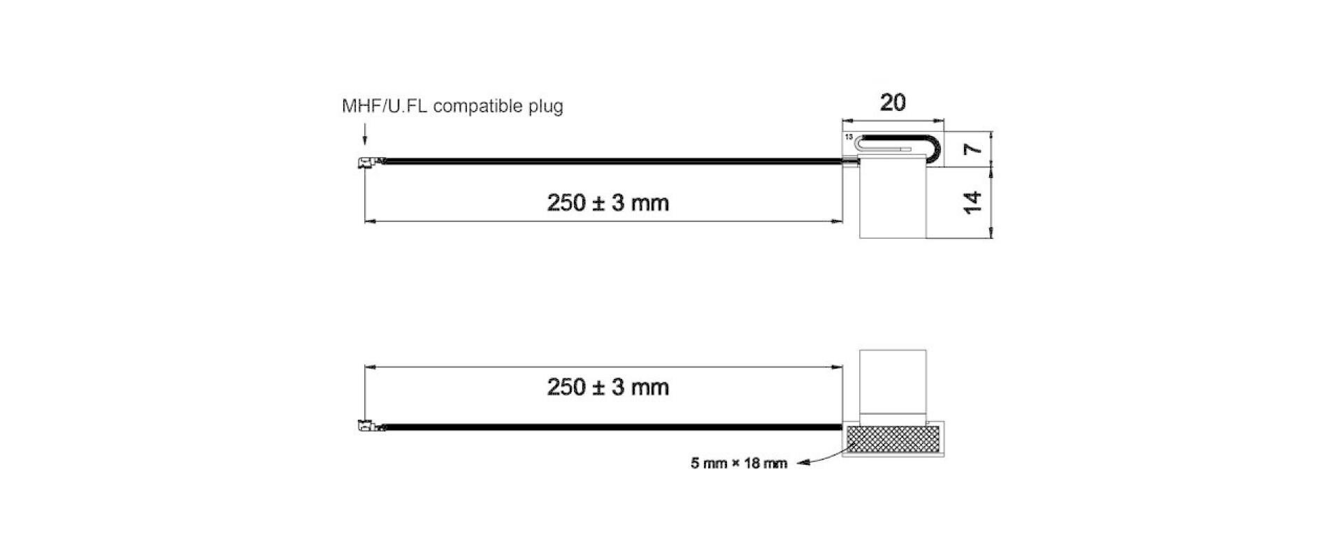 WLAN-Antenne MHF/U.FL 25 cm MHF I 1.5 dBi RundstrahlDelock WLAN 802.11 ac/a/h/b/g/n Doppelantenne 2 x MHF 4L Stecker 3 - 5 dBi 1.13 2 x 25 cm PCB intern Klebemontage