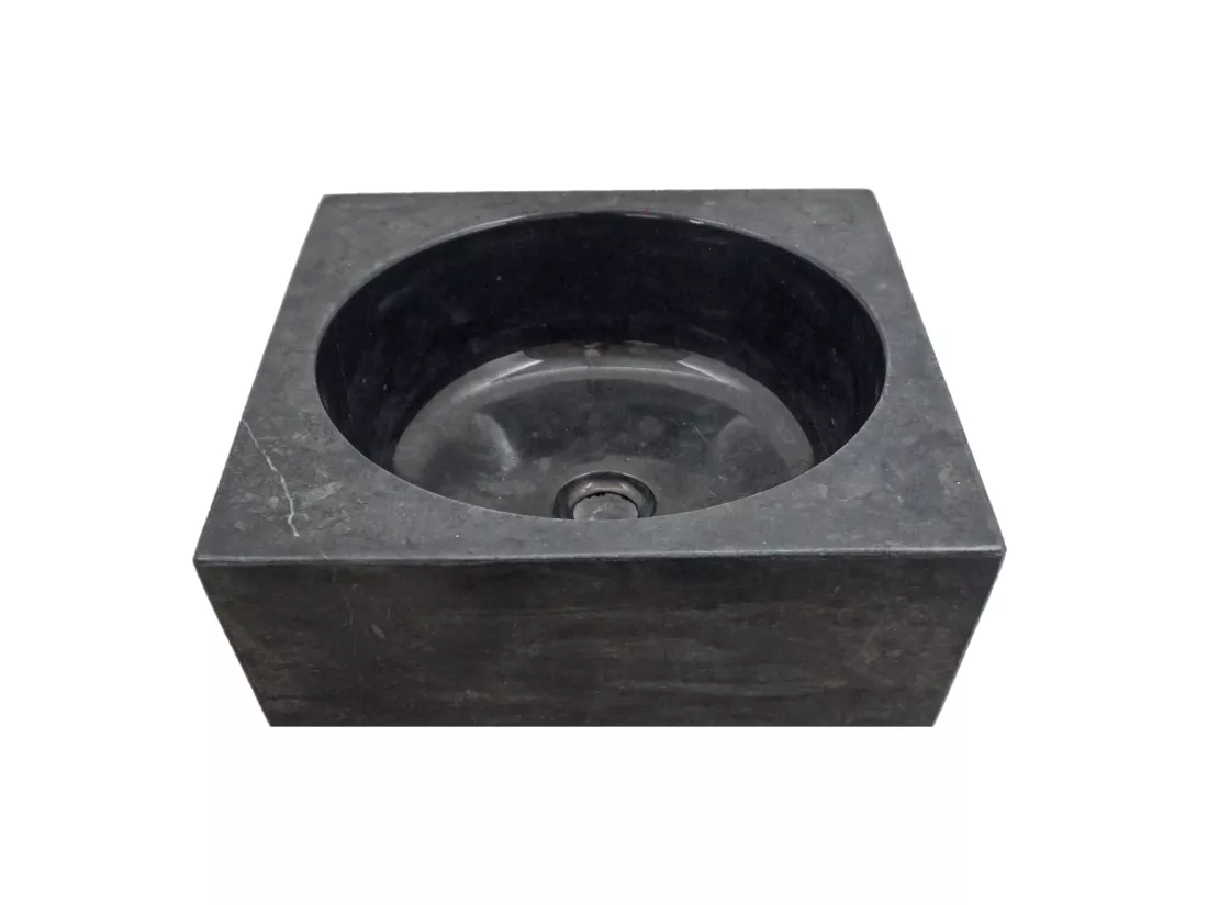 Vasque sur pied en marbre MIDO - Couleur Noire et grise