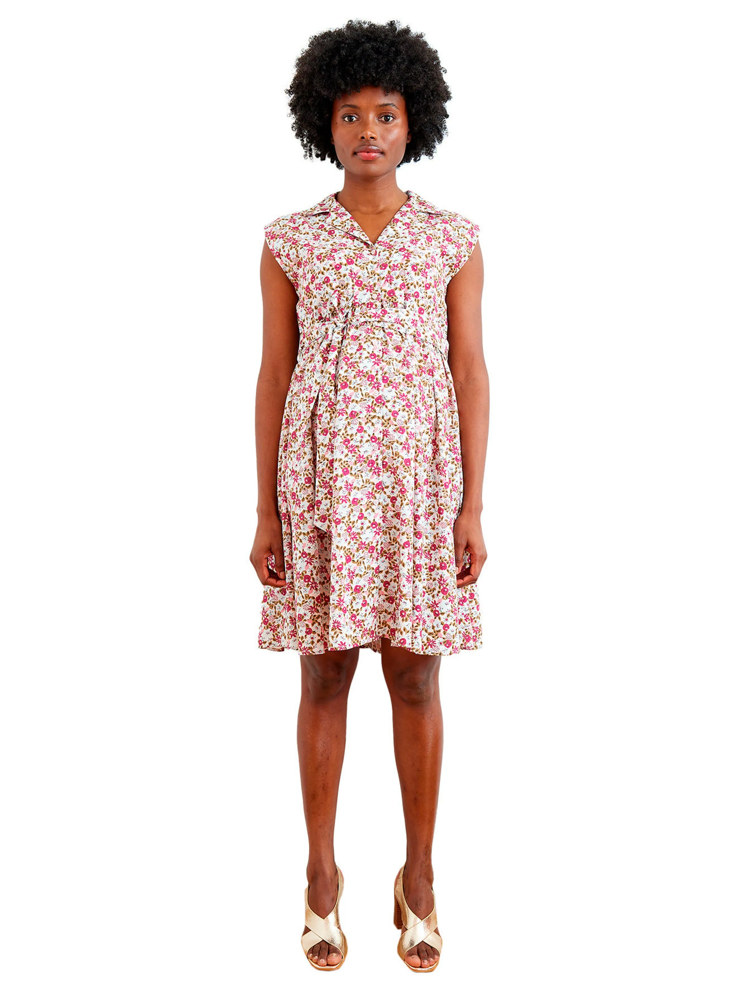Vertbaudet Ärmelloses Blusenkleid für Schwangerschaft und Stillzeit rosa