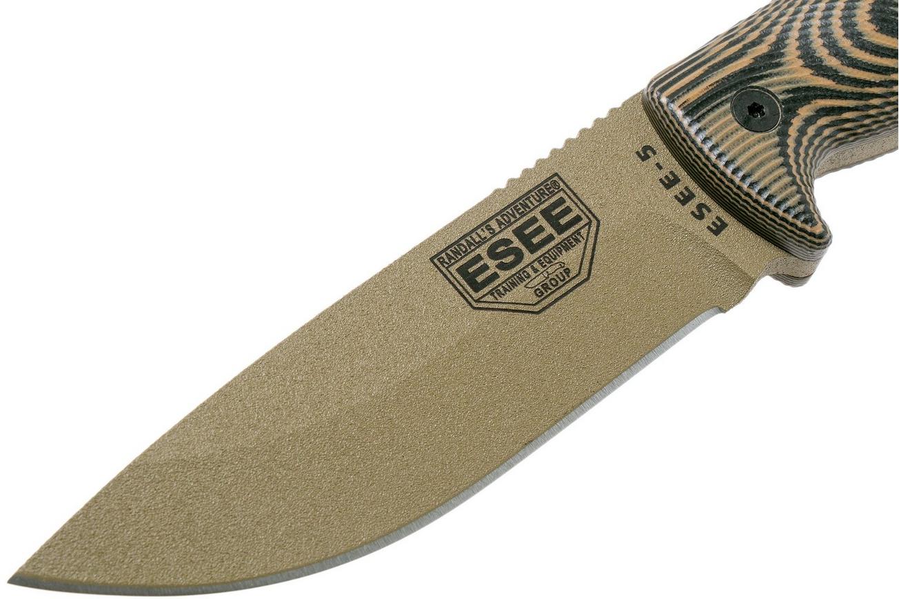 ESEE Model 5 Dark Earth Blade 3D Coyote-Black G10 survivalmes 5PDE-005 kydex schede   clip plate