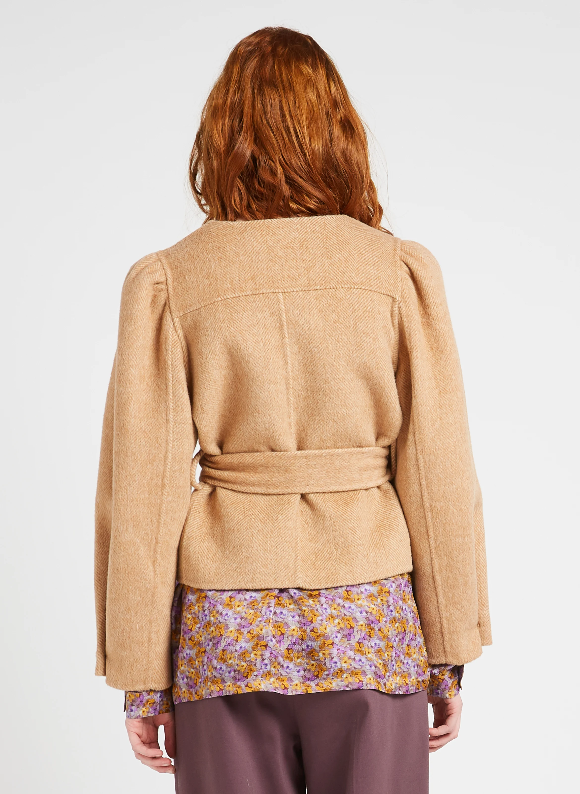 LIBELLULA - Manteau court droit en laine mélangée | Beige