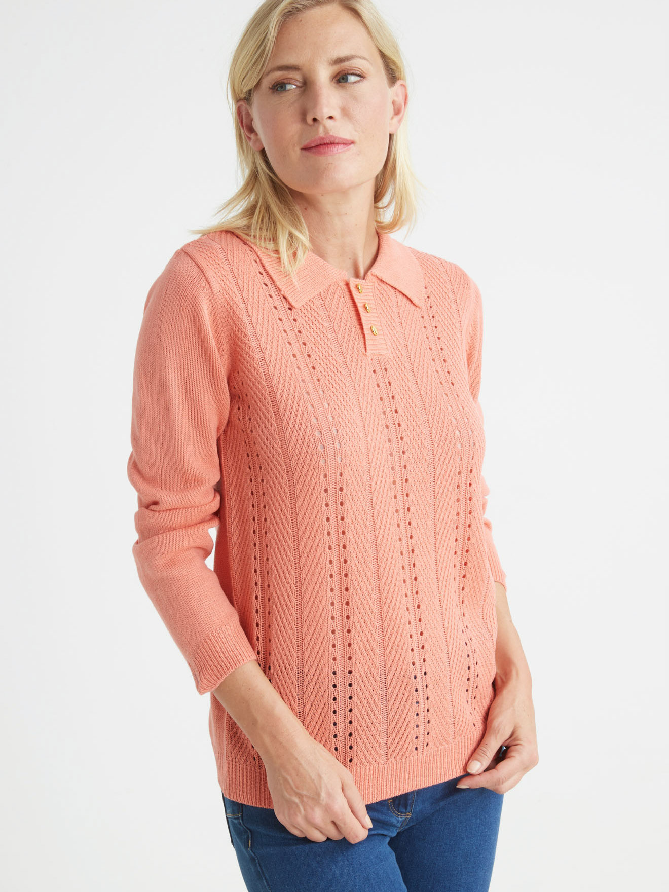 Pull col polo point ajouré