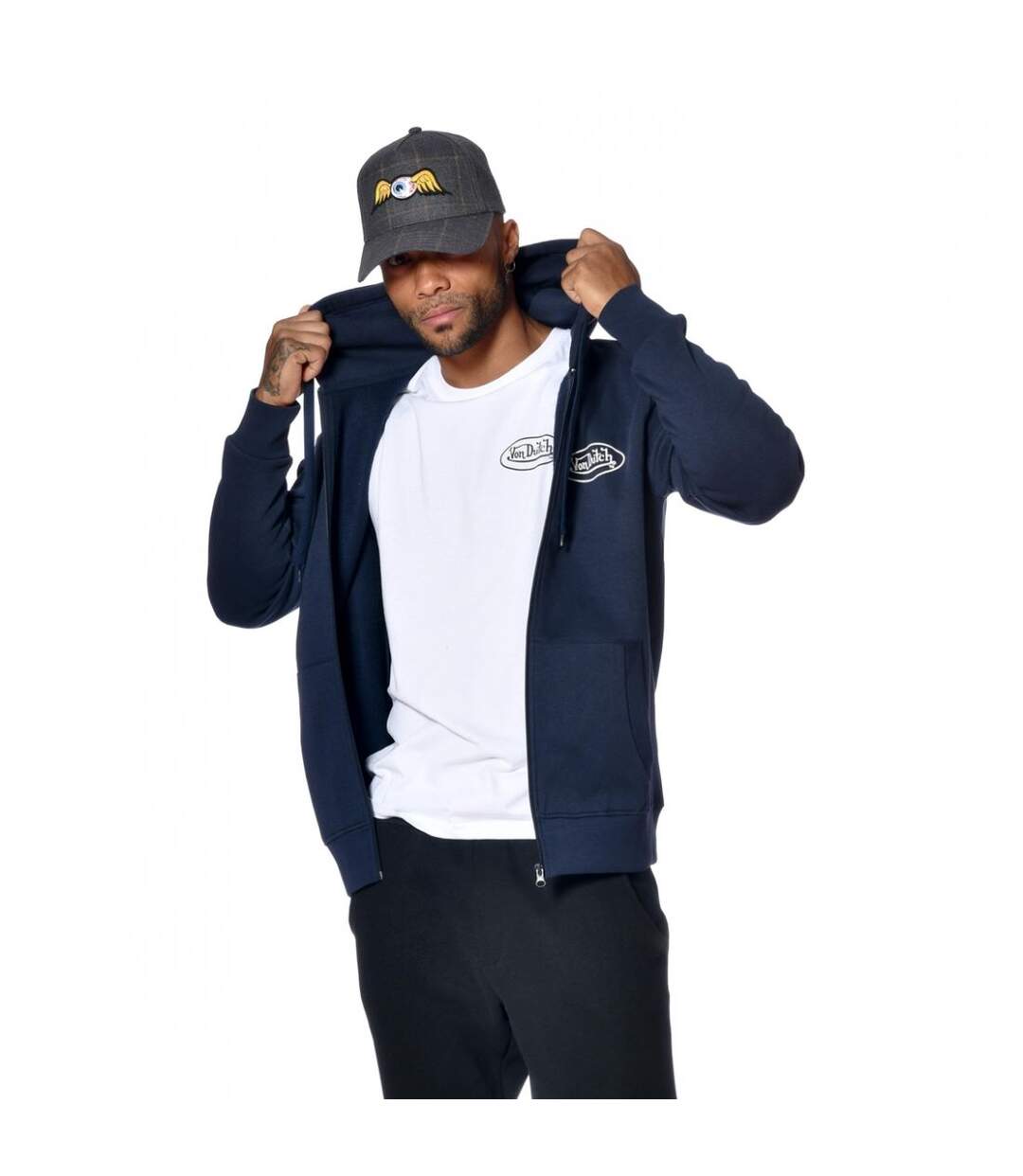 Sweat Von Dutch homme zippé à capuche imprimé devant Sliman