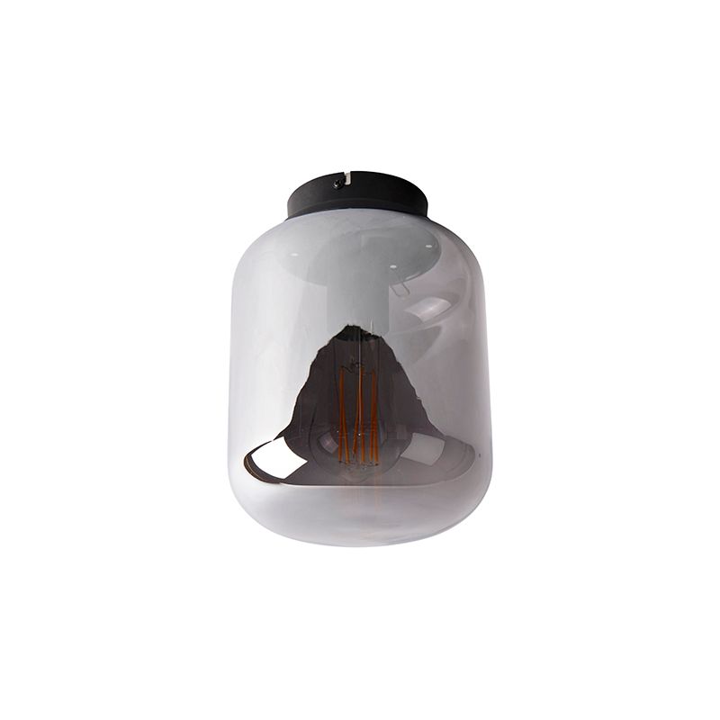 Design plafondlamp zwart met smoke glas - Bliss