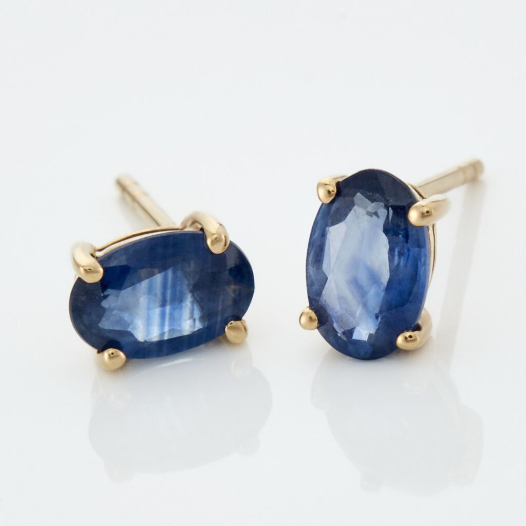 Boucles D'oreilles Puces Or Jaune Bellona Saphir