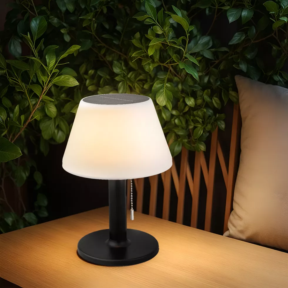 Lampe de table solaire 10LED (H28 cm) Calipso Blanc et noir